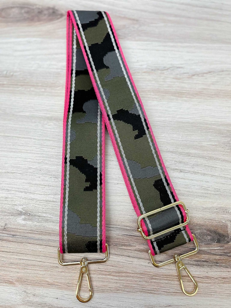 Accessories Prep Obsessed UNNI Crossbody Bags | The Crossbody Strap - Camo & Pink Stripe