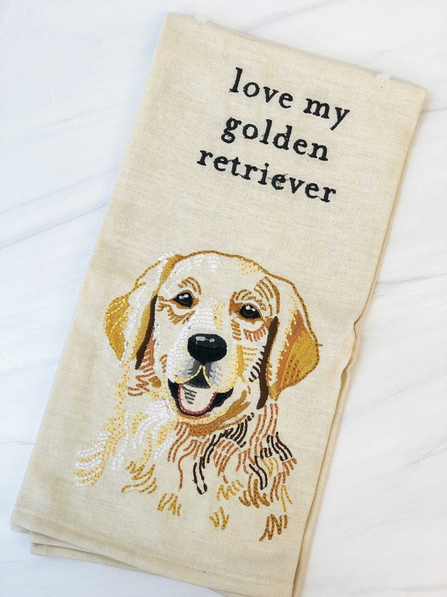 Home Decor Primitives By Kathy | Love My Golden Retriever' Dish Towel