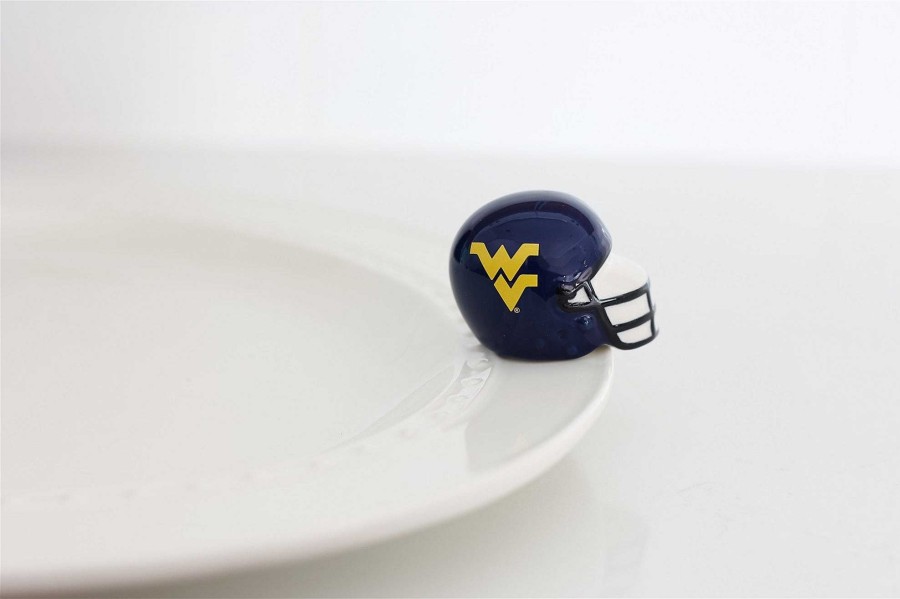 Home Decor Nora Fleming | University Of West Virginia Football Helmet Mini By Nora Fleming