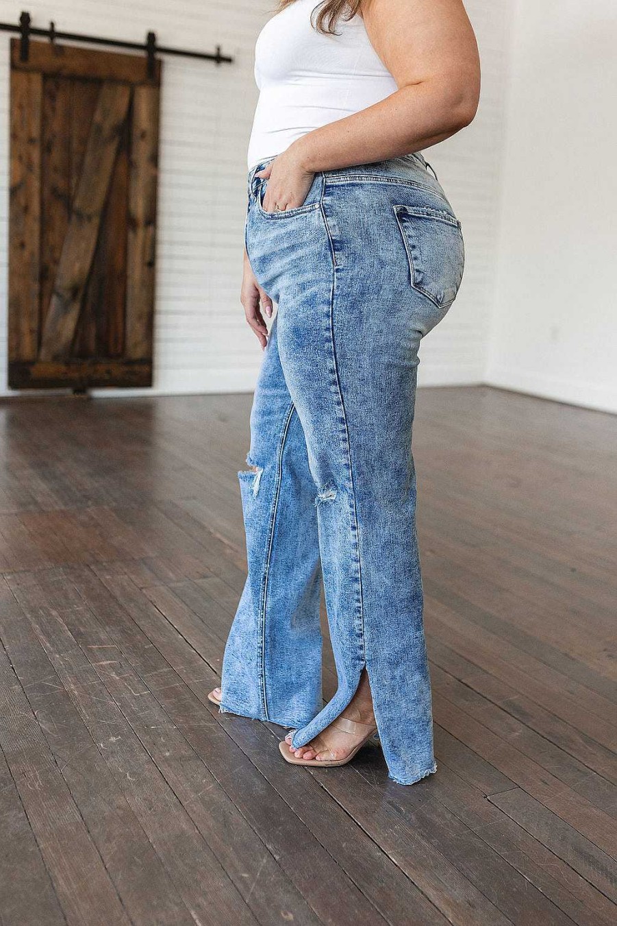 Clothing Ave Shops Denim | Carter High Rise Slit Hem Straight Jeans