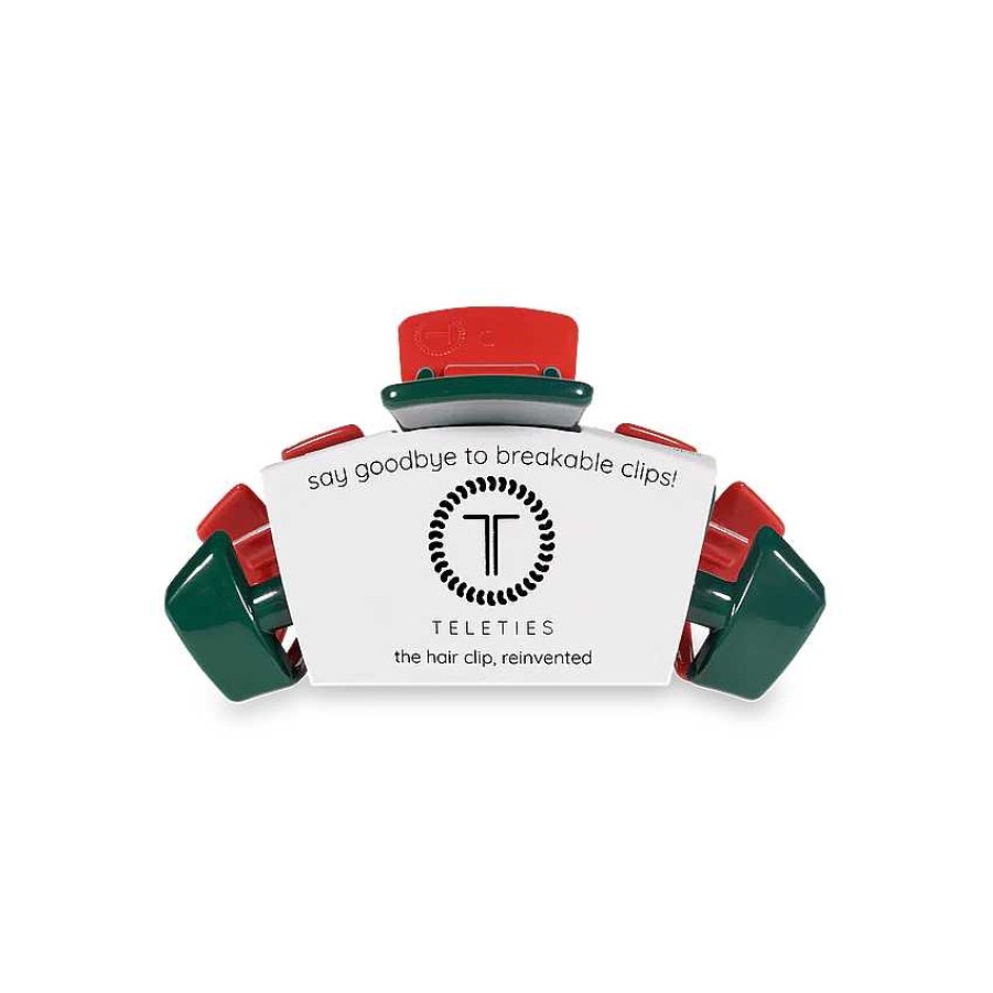 Accessories Teleties Hair Ties & Clips | Tiny Teleties Claw Clip - Red And Green