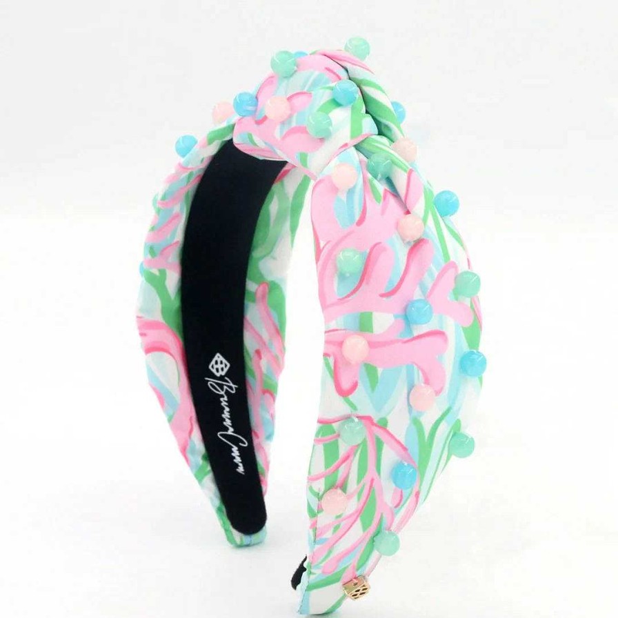 Accessories Brianna Cannon Hair Ties & Clips | Bright Coral Reef Headband With Beads By Brianna Cannon