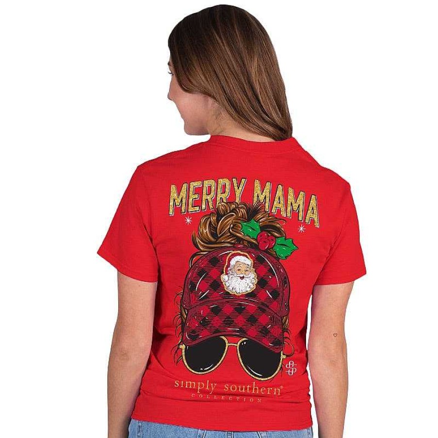 Clothing Simply Southern Preppy Tees | Merry Mama' Short Sleeve Tee By Simply Southern