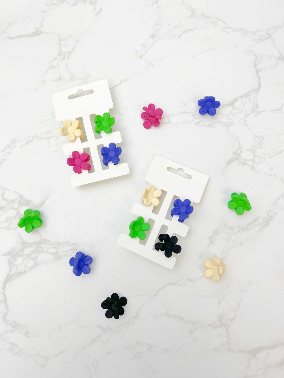 Accessories Funteze Hair Ties & Clips | Assorted Mini Matte Flower Claw Clips - Colorful