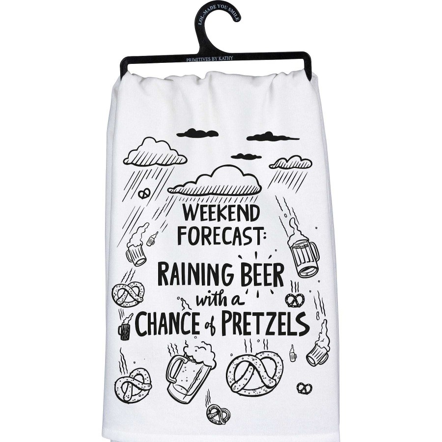 Home Decor Primitives By Kathy | Weekend Forecast' Beer & Pretzels Kitchen Towel