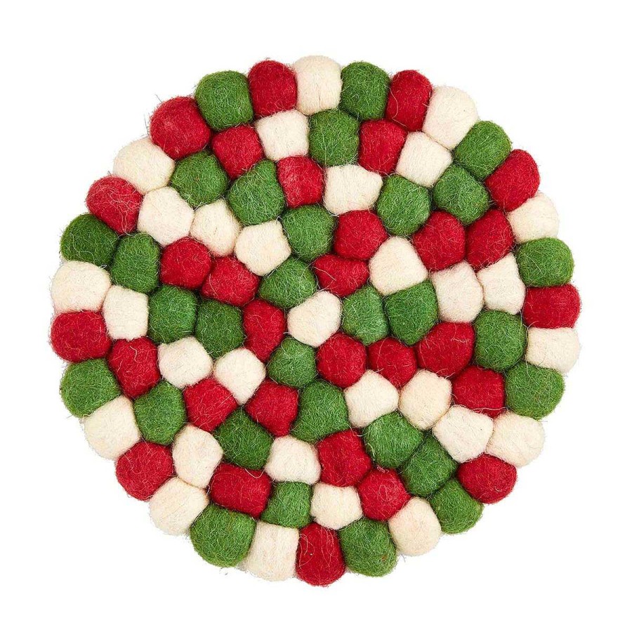 Home Decor Mud Pie | Christmas Pom Trivets By Mud Pie