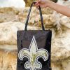 Accessories Prep Obsessed UNNI Tote Bags | Black Sequin Fleur-De-Lis Tote Bag