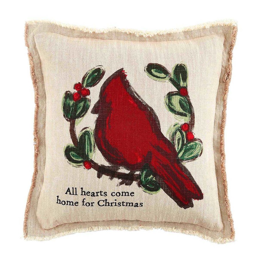 Home Decor Mud Pie | Christmas Cardinal Pillow By Mud Pie