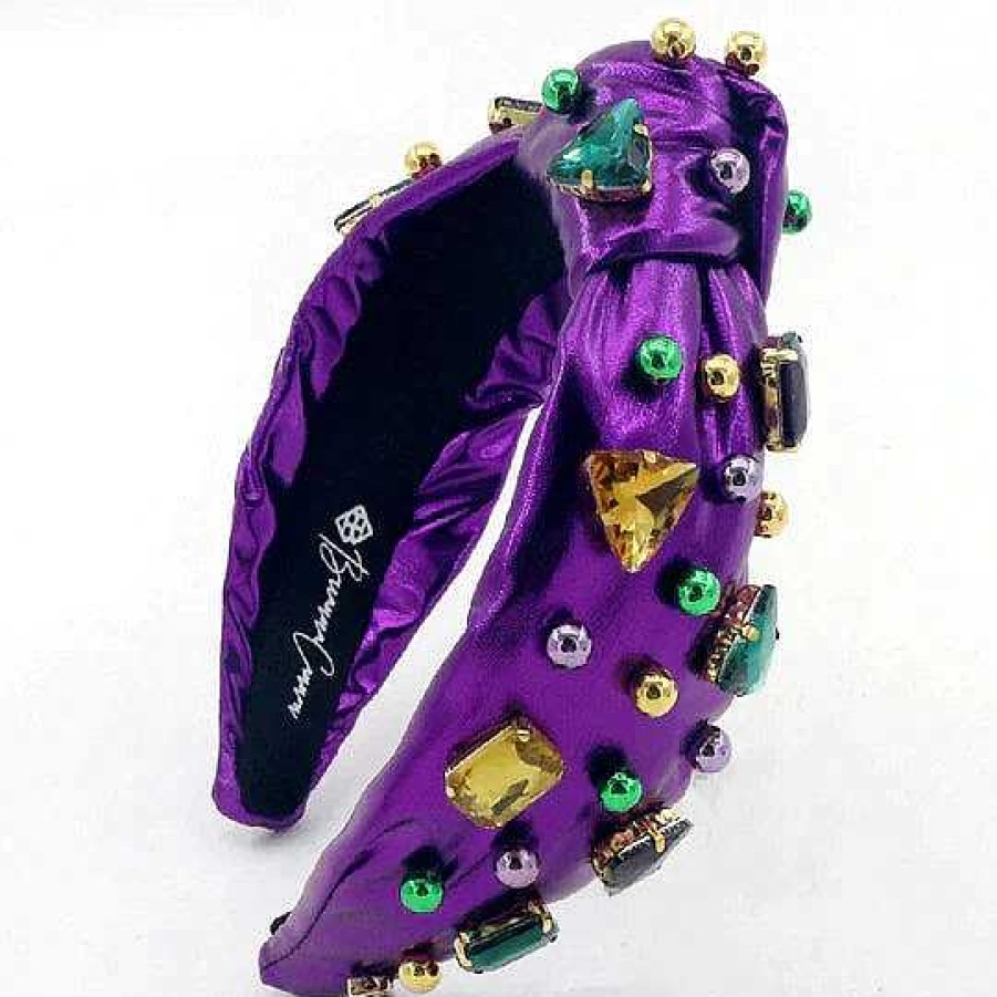 Accessories Brianna Cannon Headbands | Bead & Crystal Mardi Gras Headband - Purple By Brianna Cannon