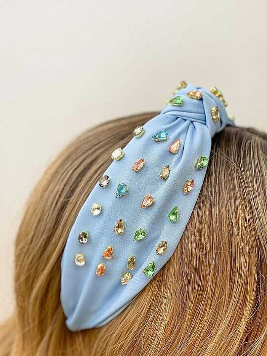 Accessories Prep Obsessed U&I Headbands | Top Knot Multi Crystal Headband - Blue