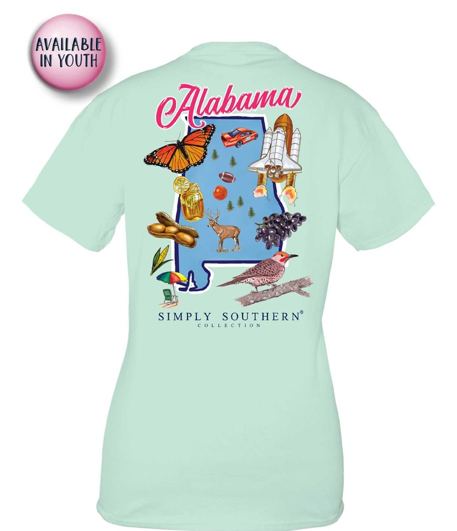 Clothing Simply Southern Short Sleeve | Youth Alabama State Short Sleeve Tee By Simply Southern