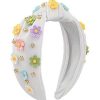 Accessories Prep Obsessed GS Hair Ties & Clips | Pastel Flower Embellished Knotted Headband - White