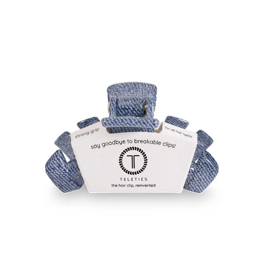 Accessories Teleties Hair Ties & Clips | Tiny Teleties Claw Clip - Denim