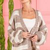 Clothing Bibi Sweaters | Chunky Stripe Knit Cardigan - Taupe