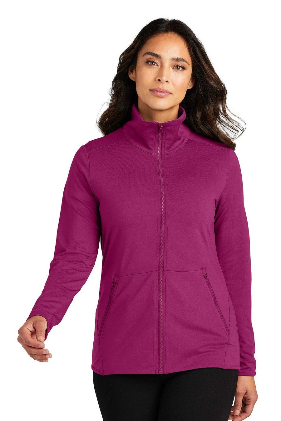 Clothing Sanmar Athleisure | Accord Pop Collar Zip-Up - Wine (Ships In 1-2 Weeks)