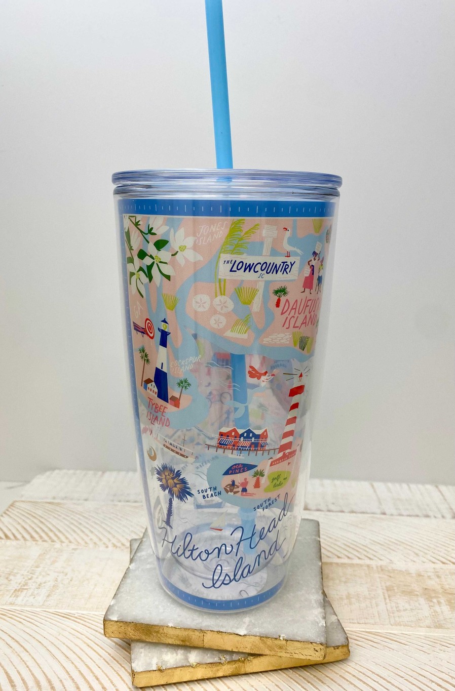 Home Decor Spartina | Hilton Head Clear 24 Oz Drink Tumbler By Spartina