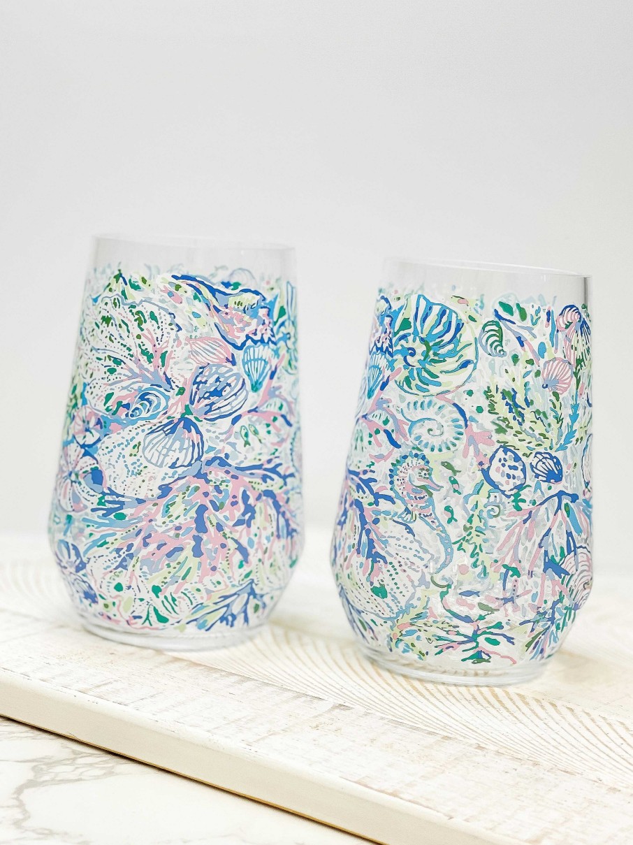 Home Decor Lifeguard Press | Acrylic Wine Glass Set By Lilly Pulitzer - Soleil It On Me