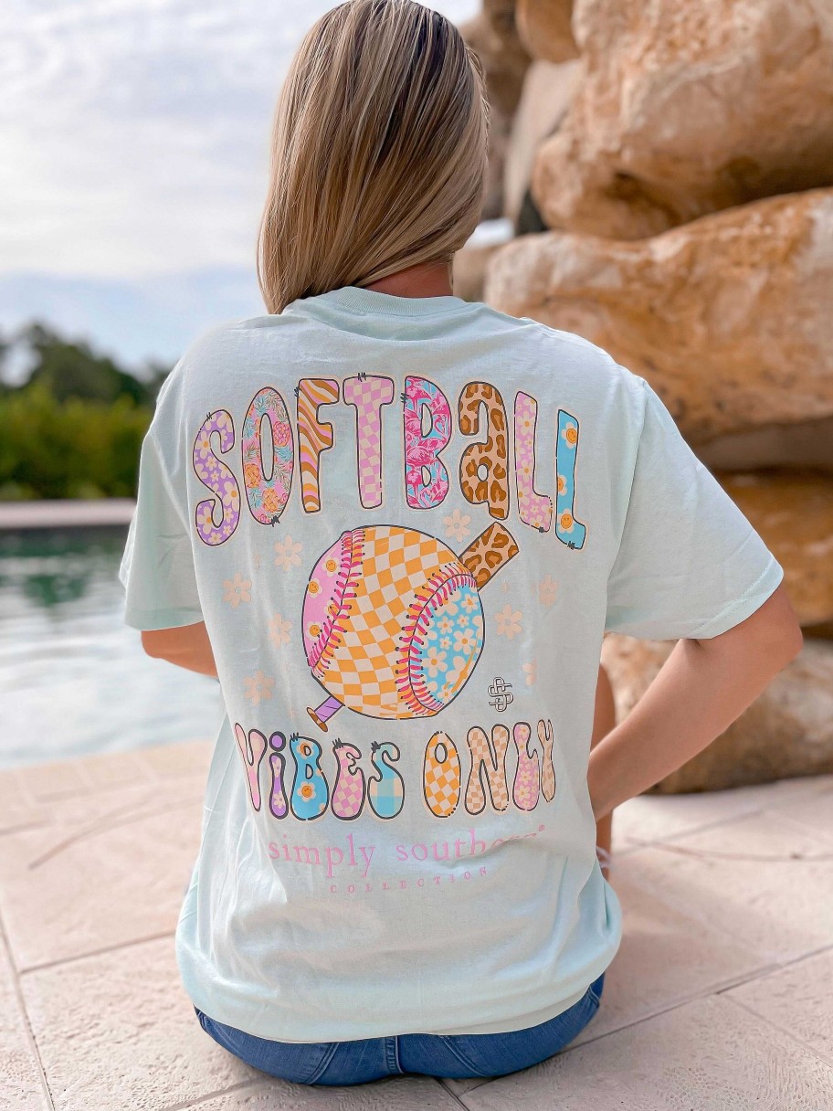 Clothing Simply Southern Preppy Tees | Softball Vibes Only' Short Sleeve Tee By Simply Southern