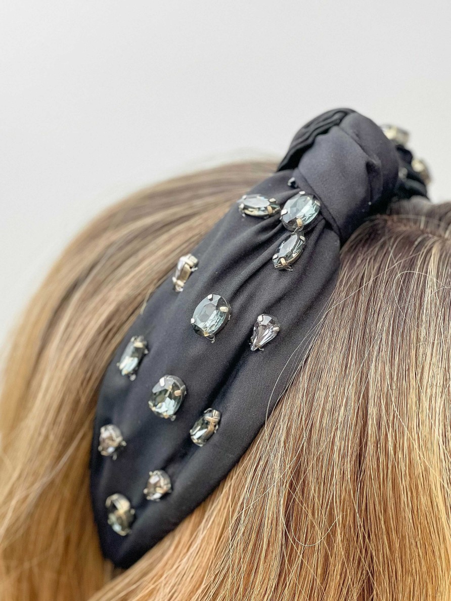 Accessories Prep Obsessed TL Headbands | Top Knot Jewel Headband - Jet