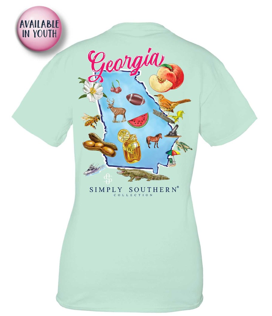 Clothing Simply Southern Short Sleeve | Georgia State Short Sleeve Tee By Simply Southern