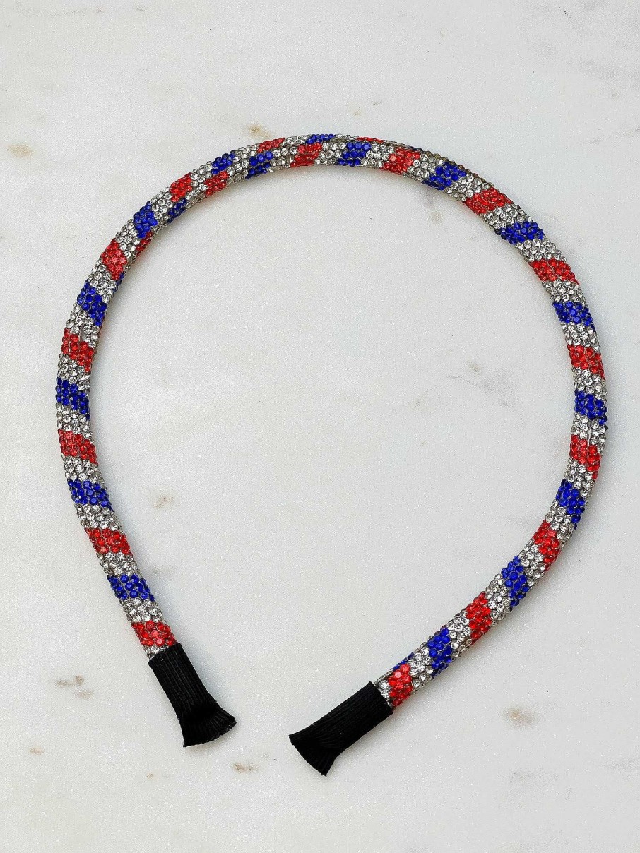 Accessories Prep Obsessed MONT Headbands | Skinny Rhinestone Headband - Red, White, & Blue