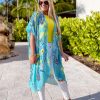 Clothing Prep Obsessed MIZ Kimonos | Vintage Floral Open Front Kimono - Turquoise