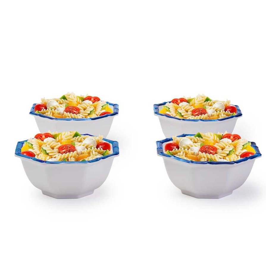 Home Decor Two's Company | Blue Bamboo Touch Dinner Bowl Set