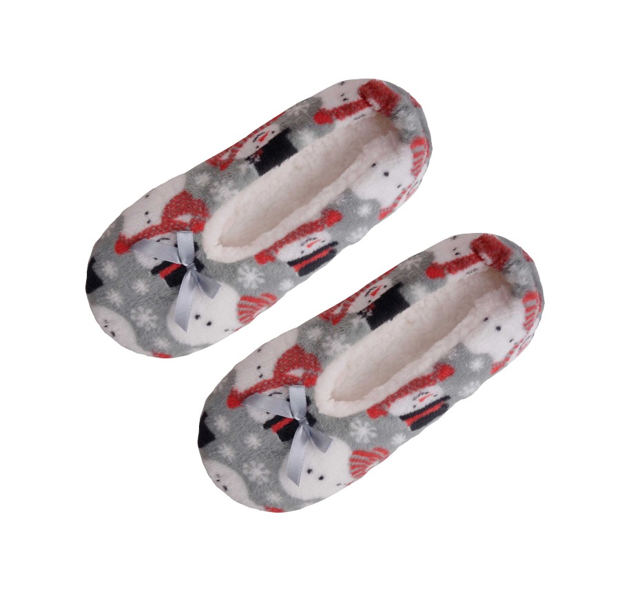 Shoes Opportunities | Velvety Fleece Slippers - Snowmen