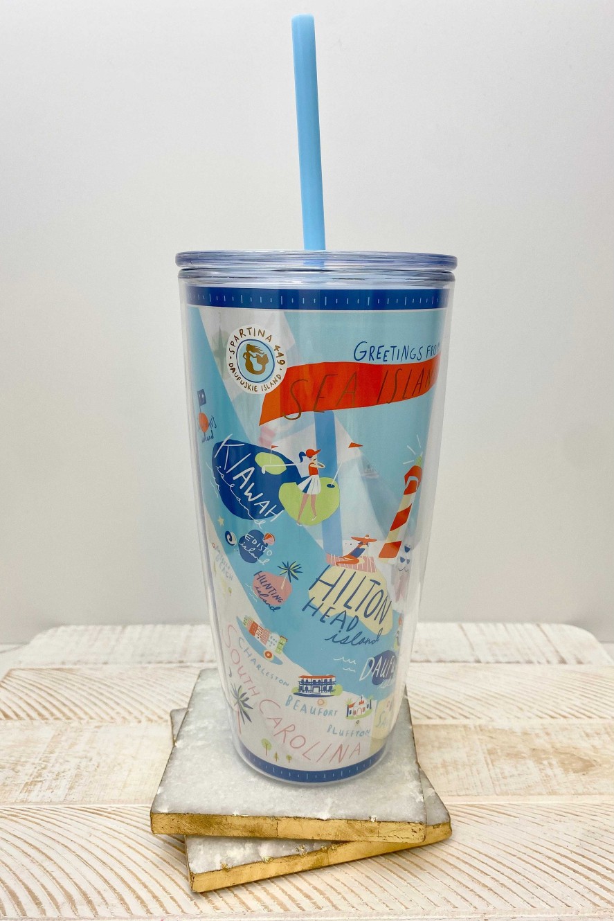 Home Decor Spartina | Sea Islands Clear 24 Oz Drink Tumbler By Spartina