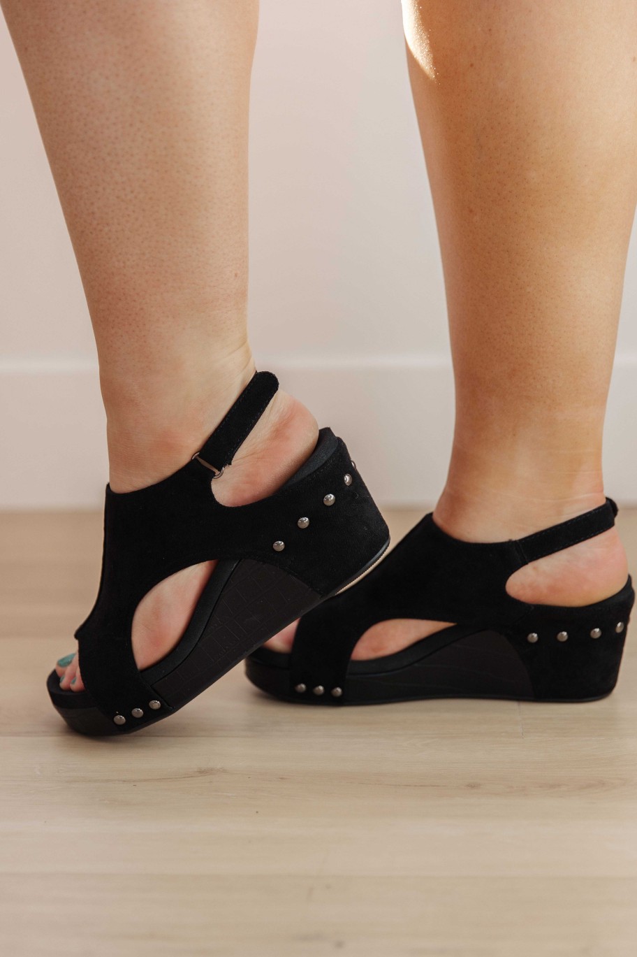 Shoes Ave Shops | Walk This Way Wedge Sandals In Black Suede