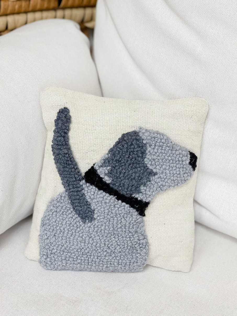 Home Decor Mudpie | Small Canvas Hook Dog Pillow By Mud Pie - Choice Of Design