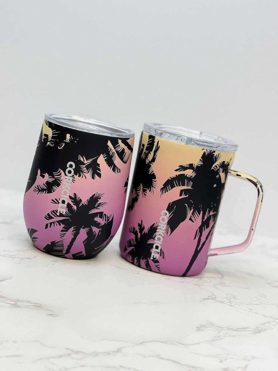 Home Decor Corkcicle | Miami Sunset 16 Oz Stainless Steel Travel Mug By Corkcicle