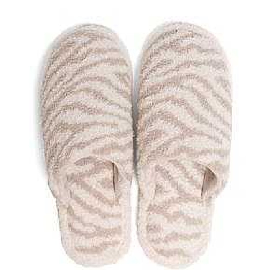 Shoes Prep Obsessed JTC | Zebra Fuzzy Slippers - Beige