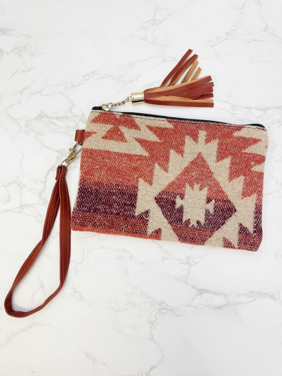 Accessories Prep Obsessed EE Wristlets & Clutches | Aztec Wristlet Wallet Clutch - Red