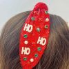 Accessories Prep Obsessed JS Headbands | Ho Ho Ho' Embellished Sequin Top Knot Headband - Red