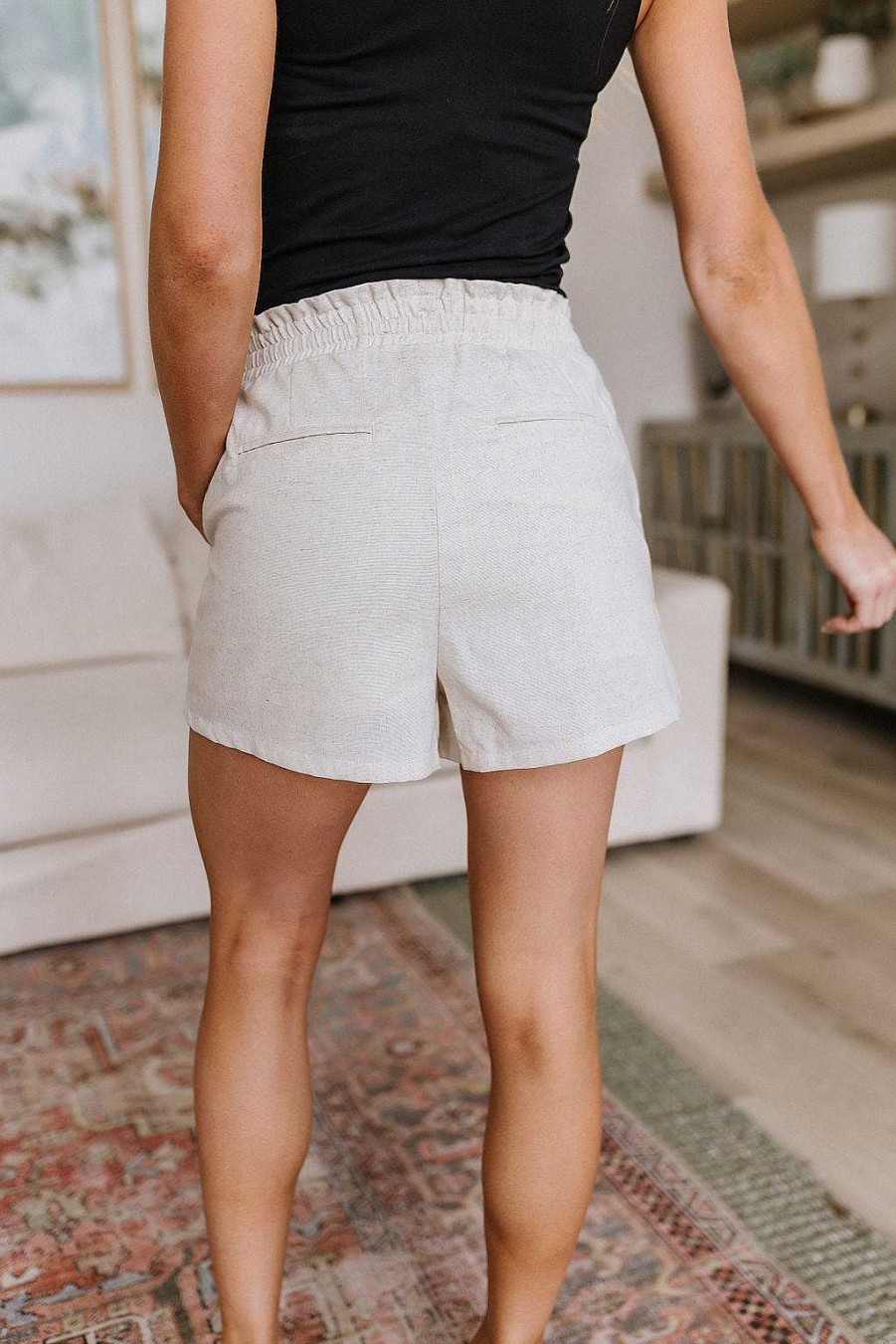 Clothing Ave Shops Shorts | Sitting, Waiting, Wishing Linen Blend Shorts In Oatmeal