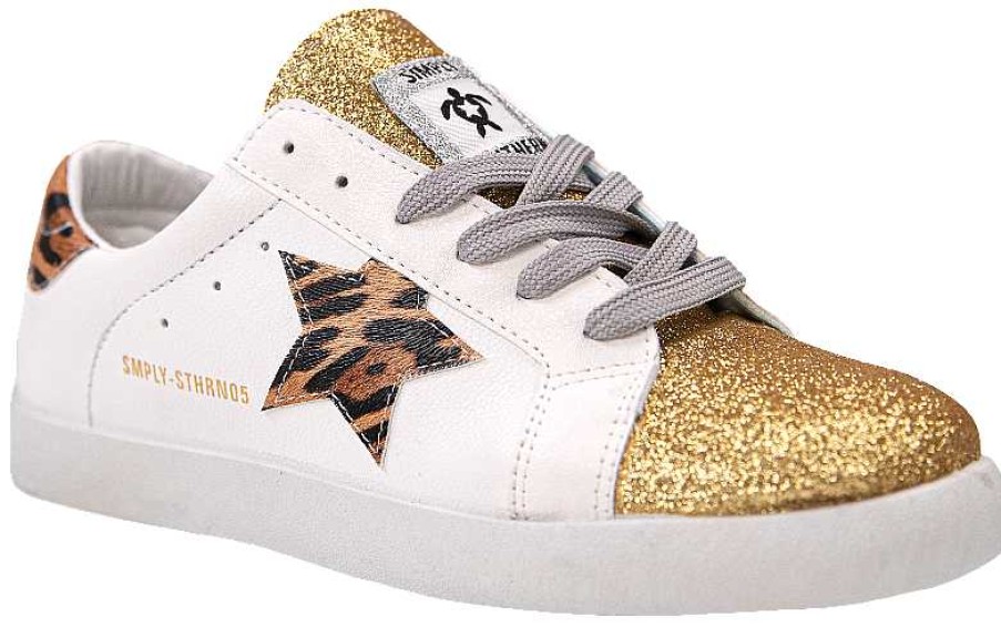 Shoes Simply Southern | Gold Glitter Star Sneakers By Simply Southern