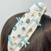 Accessories Prep Obsessed JS Headbands | Ribbon & Jewel Top Knot Headband - Blue