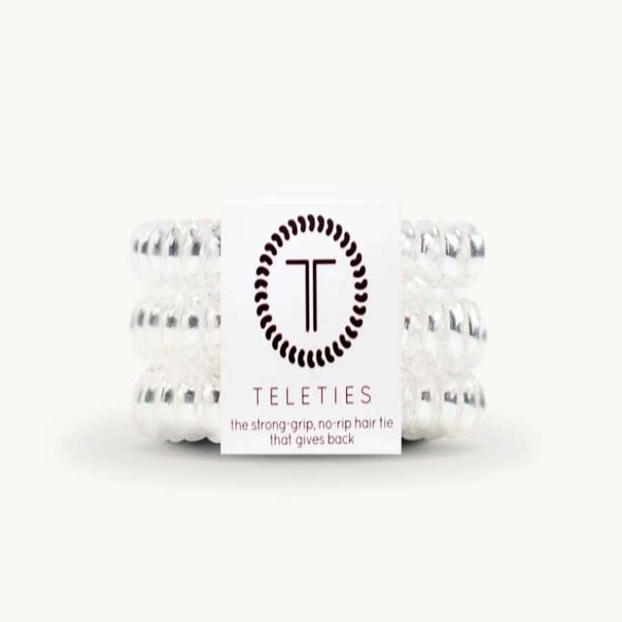 Accessories Teleties Hair Ties & Clips | Teleties Hair Tie - Small Band Pack Of 3 - Crystal Clear