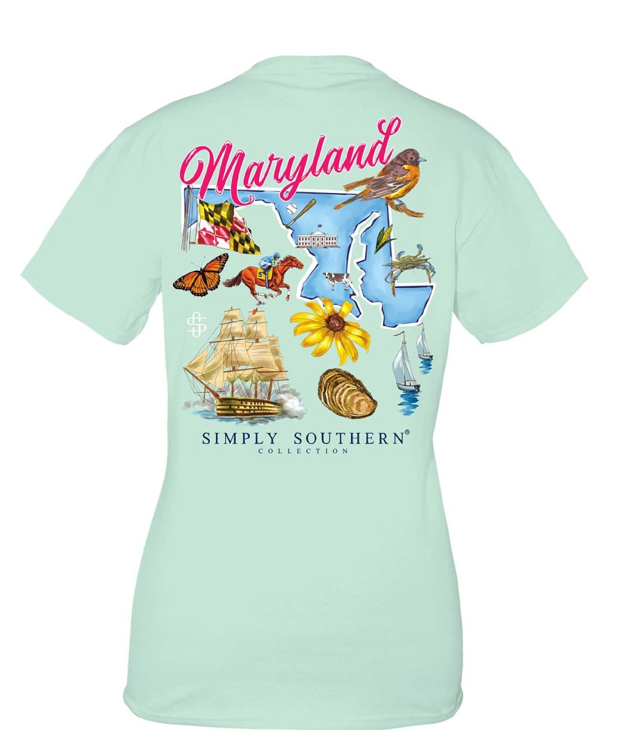 Clothing Simply Southern Short Sleeve | Maryland State Short Sleeve Tee By Simply Southern