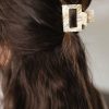 Accessories Ave Shops Hair Ties & Clips | Small Square Claw Clip In Gold Pearl (Ships In 1-2 Weeks)