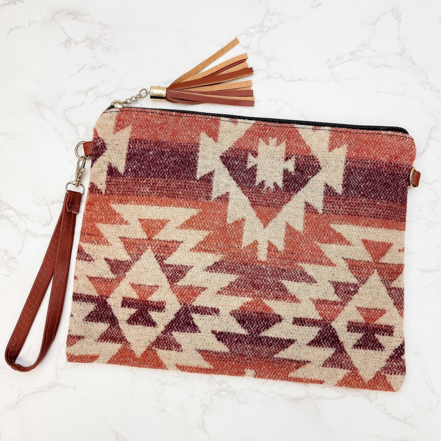 Accessories Prep Obsessed EE Crossbody Bags | Aztec Crossbody/Clutch - Red