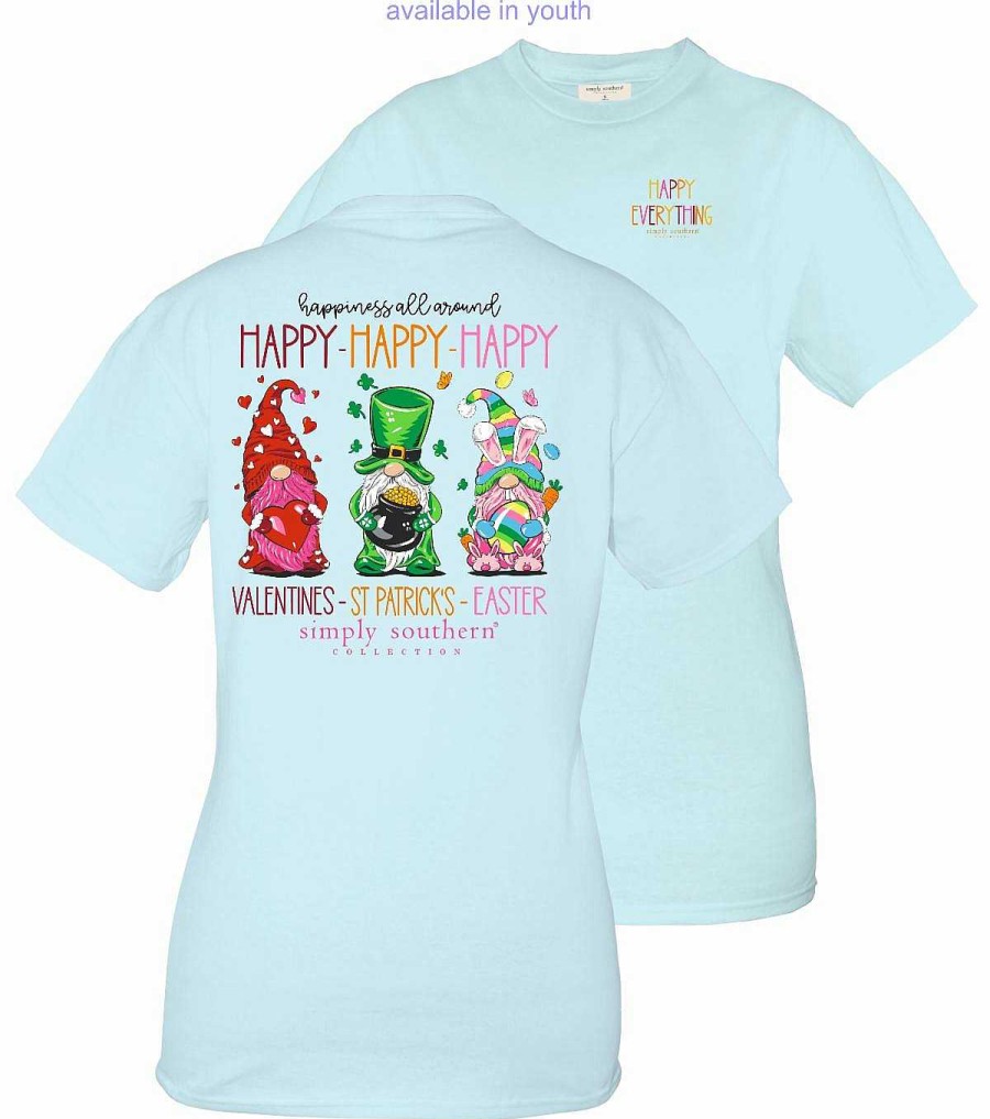 Clothing Simply Southern Short Sleeve | Happy Everything' Spring Gnome Short Sleeve Tee By Simply Southern