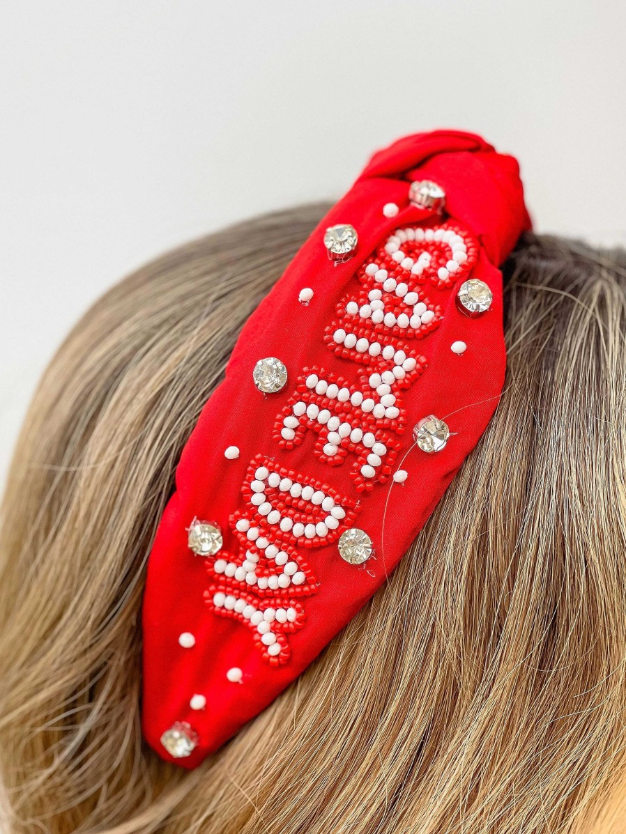 Accessories Prep Obsessed TL Headbands | Game Day' Embellished Headband - Red & White