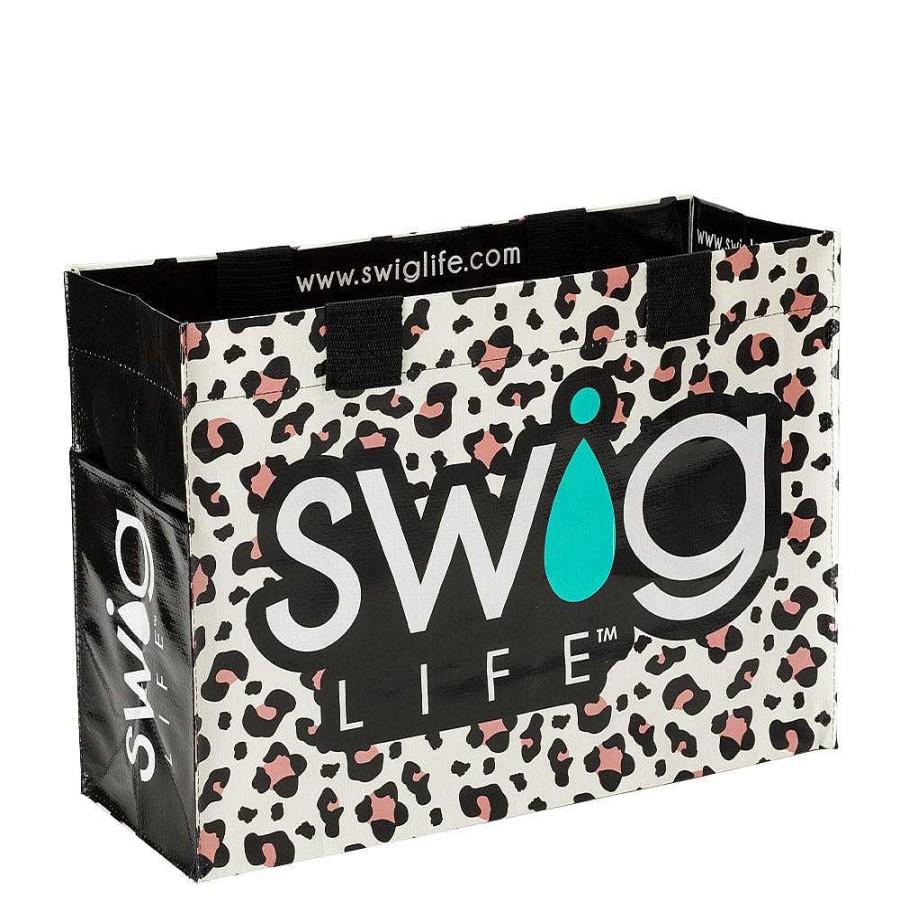 Accessories Swig Tote Bags | Luxy Leopard Logo Laminated Tote Bag By Swig