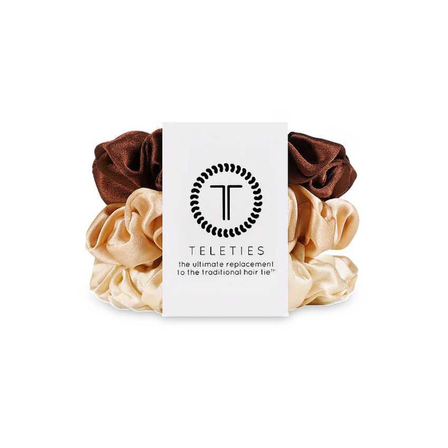 Accessories Teleties Hair Ties & Clips | Teleties Silk Scrunchies - Large Band Pack Of 3 - For The Love Of Nudes