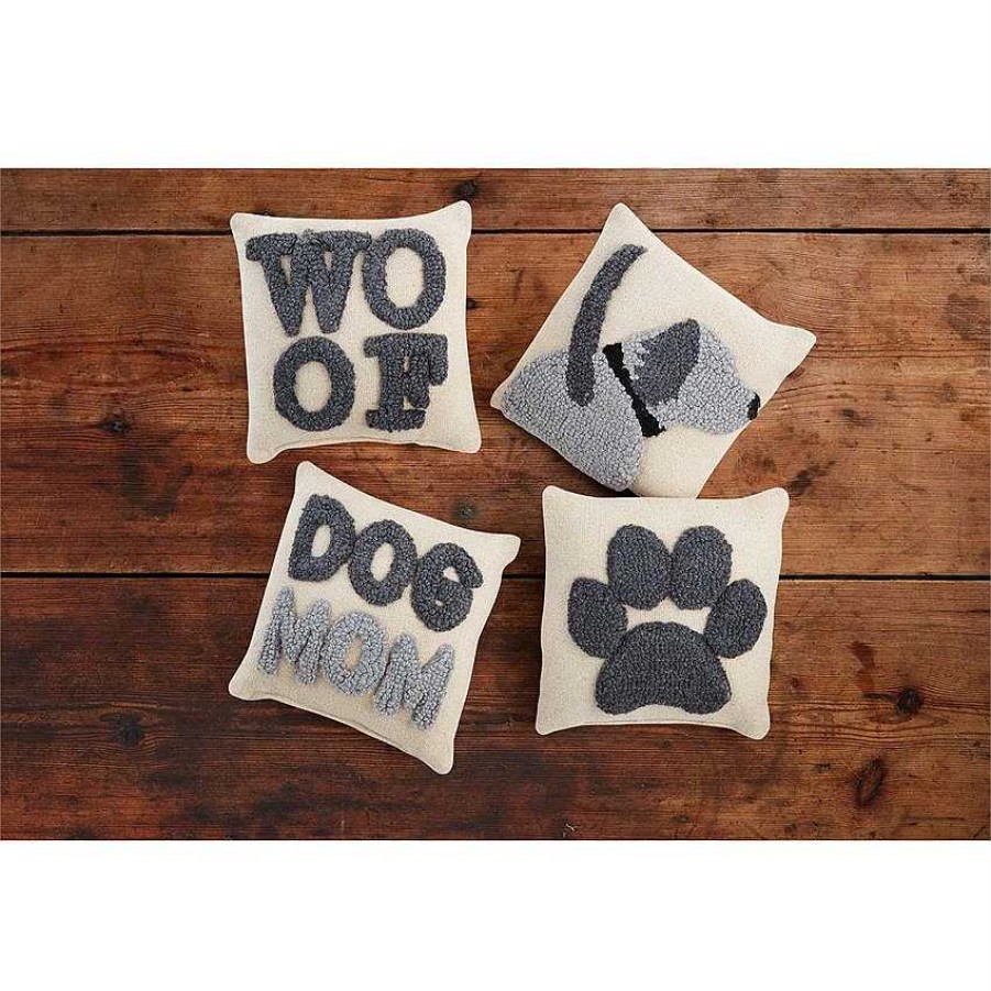 Home Decor Mudpie | Small Canvas Hook Dog Pillow By Mud Pie - Choice Of Design