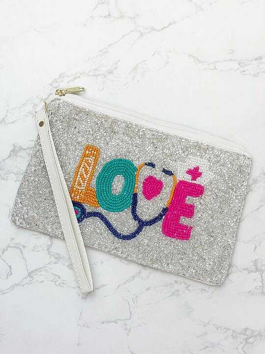 Accessories Prep Obsessed TL Wristlets & Clutches | Love' Healthcare Worker Beaded Zip Wristlet