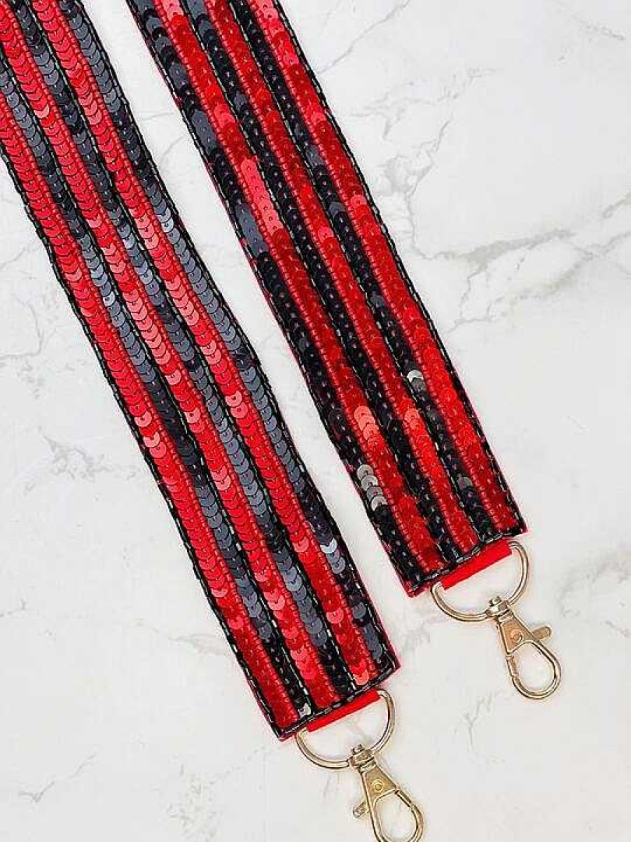 Accessories Prep Obsessed TL Crossbody Bags | Sequin Purse Strap - Red & Black