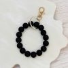 Accessories Prep Obsessed TL Wristlets & Clutches | Stretch Wood Bead Wristlet Keychain - Black